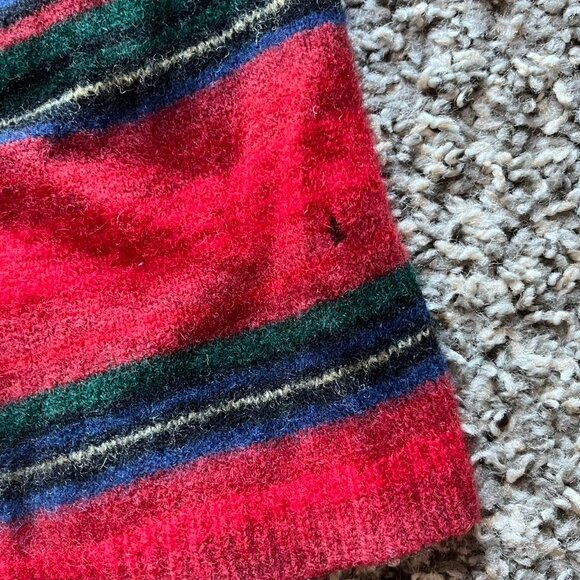 Festive Womens Medium Ralph Lauren Red & Green Striped Lambswool Sweater - Picture 7 of 7